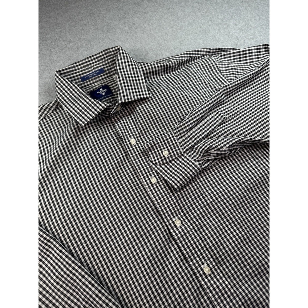 MagnaClick Men's Shirt Large Black & White Gingham Long Sleeve "Button‎ Up"